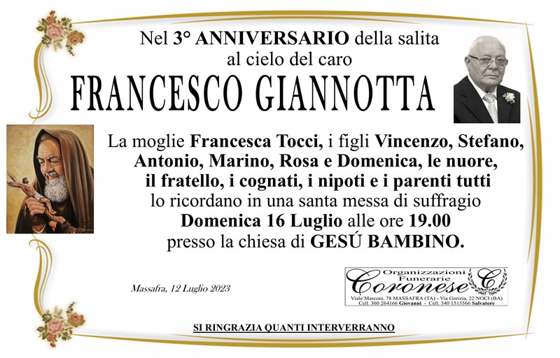Anniversario di Francesco Giannotta