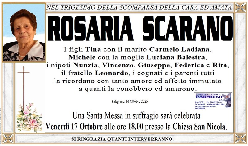 Trigesimo di ROSARIA SCARANO