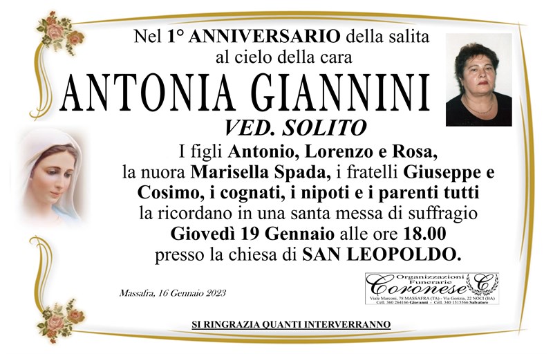 Anniversario di Antonia Giannini
