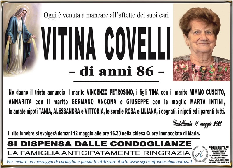 Trigesimo di Vitina Covelli