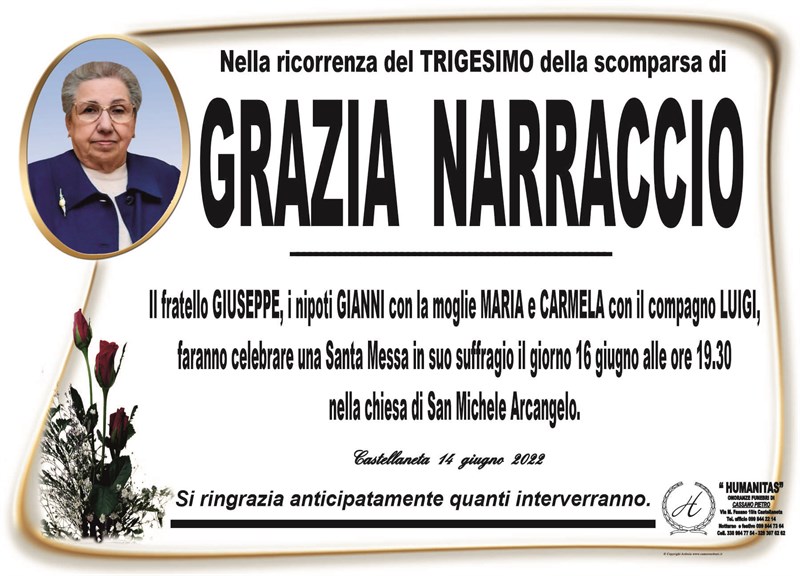 Trigesimo di Grazia Narraccio