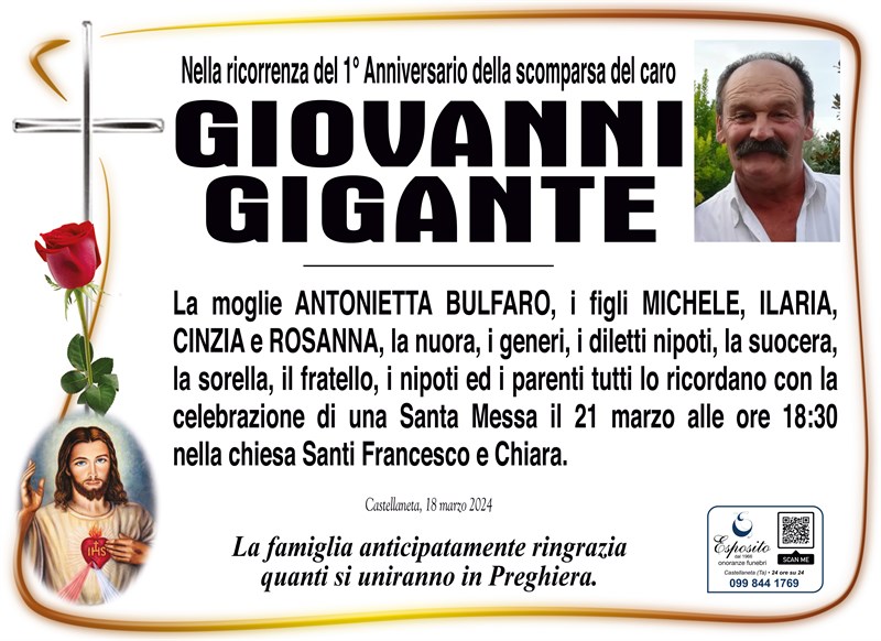 Anniversario di Giovanni Gigante