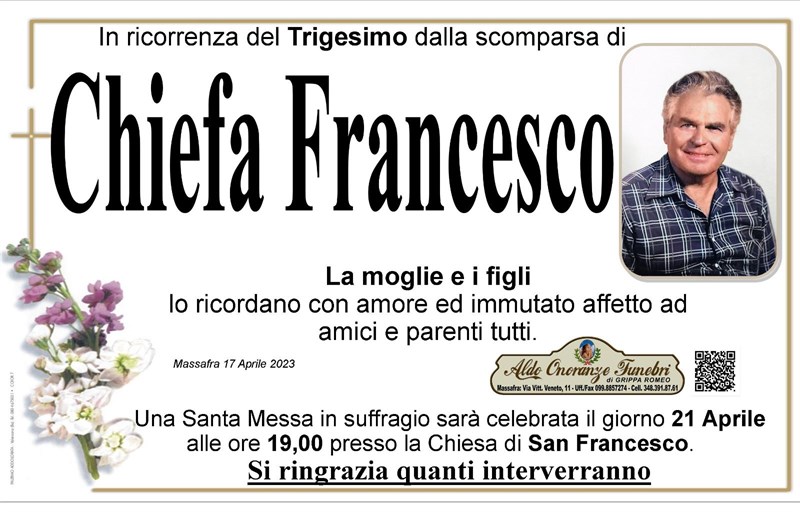 Trigesimo di Francesco Chiefa