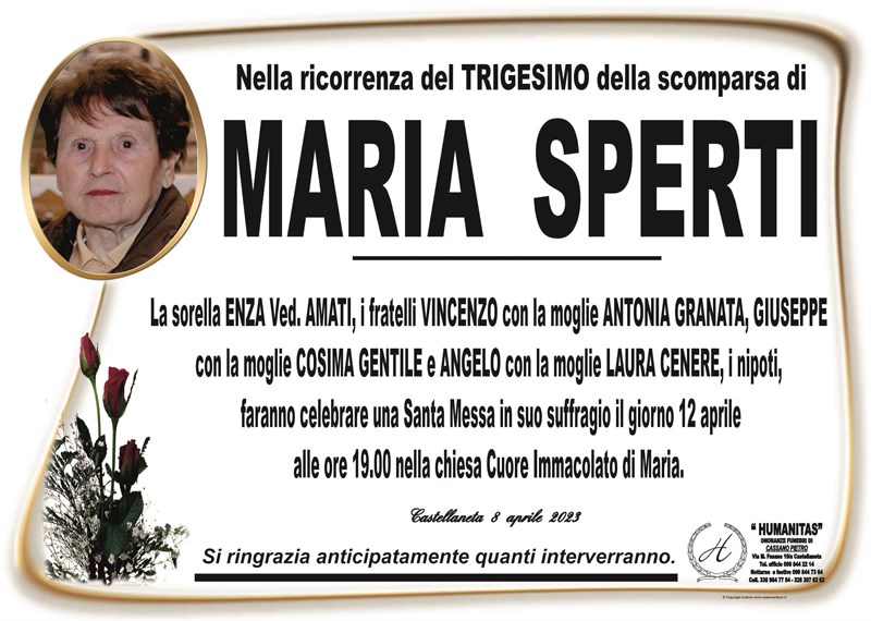 Trigesimo di Maria Sperti