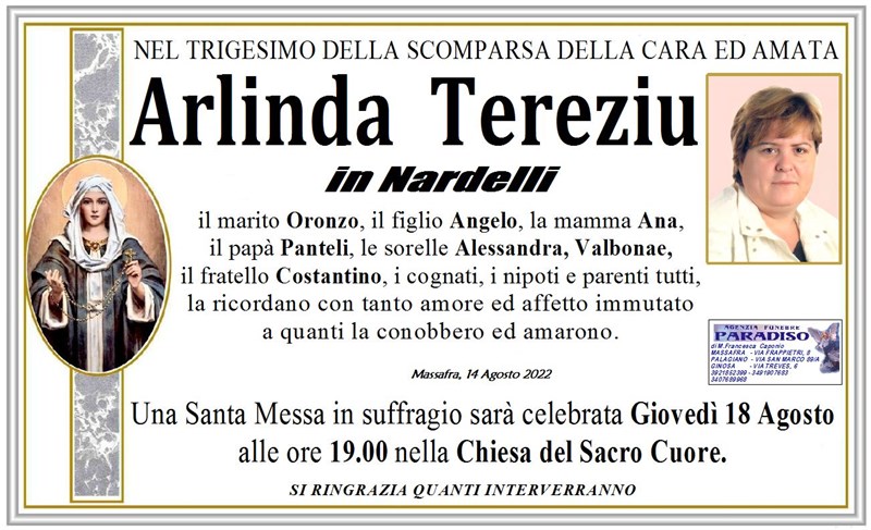 Trigesimo di Arlinda  Tereziù 