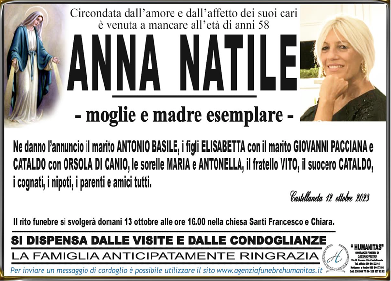 Trigesimo di Anna Natile