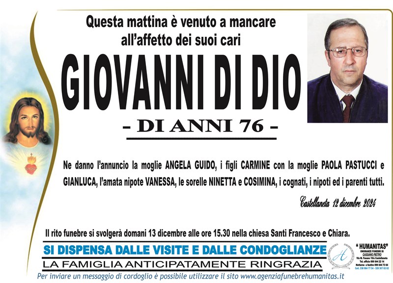 Trigesimo di Giovanni Di Dio
