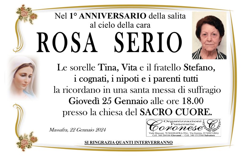 Anniversario di Rosa Serio