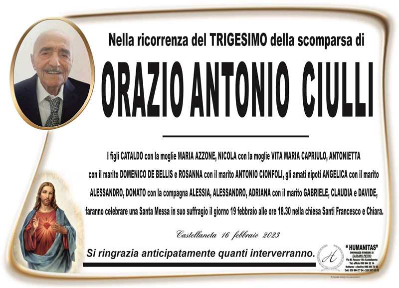 Trigesimo di Orazio Antonio Ciulli