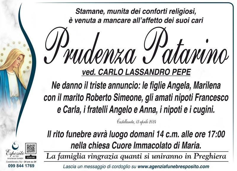 Trigesimo di Prudenza Patarino