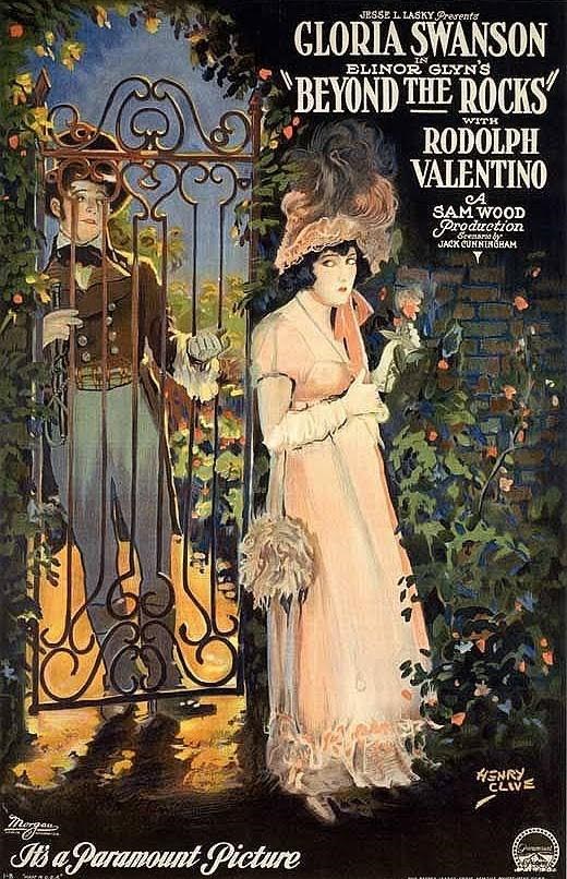 Locandina del film Beyond the rocks (1922) con Gloria Swanson e Rodolfo Valentino
