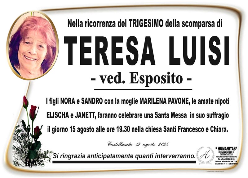 Trigesimo di Teresa Luisi