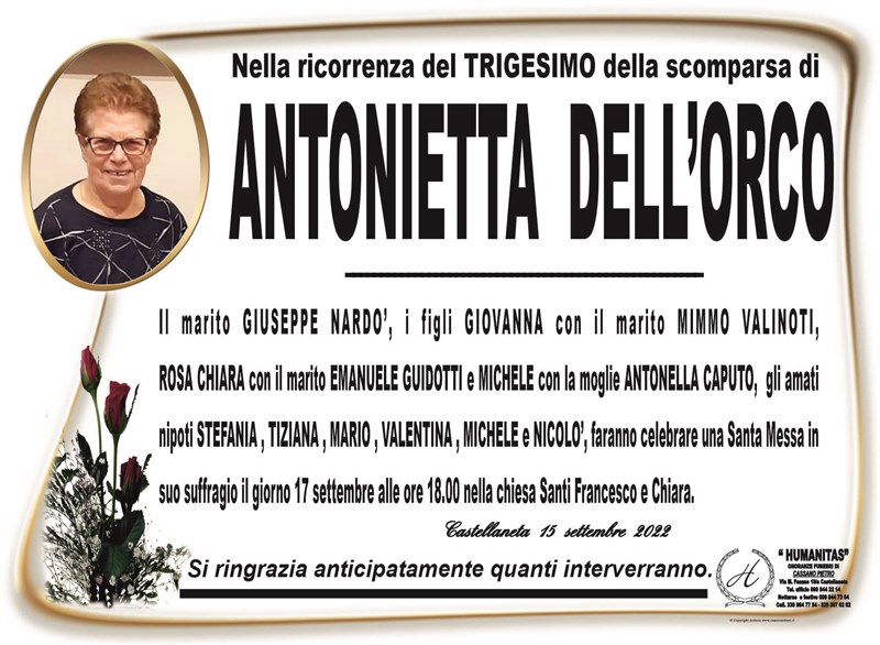 Trigesimo di Antonietta Dell’Orco