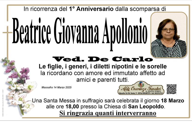 Anniversario di Beatrice Giovanna Apollonio