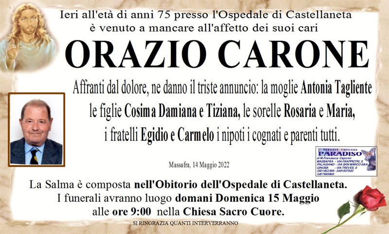 Trigesimo di Orazio  Carone