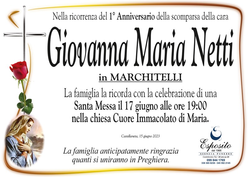 Anniversario di Giovanna Maria Netti