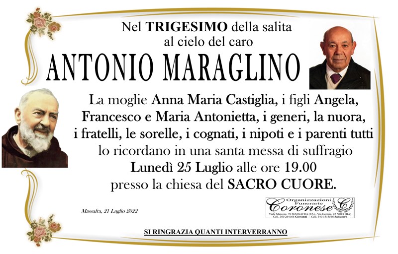 Trigesimo di Antonio Maraglino