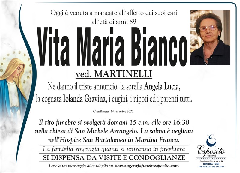 Anniversario di Vita Maria Bianco