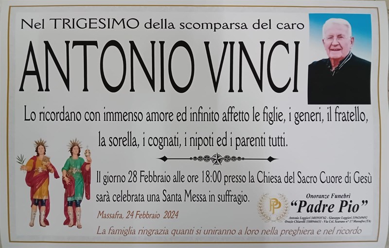 Trigesimo di Antonio Vinci