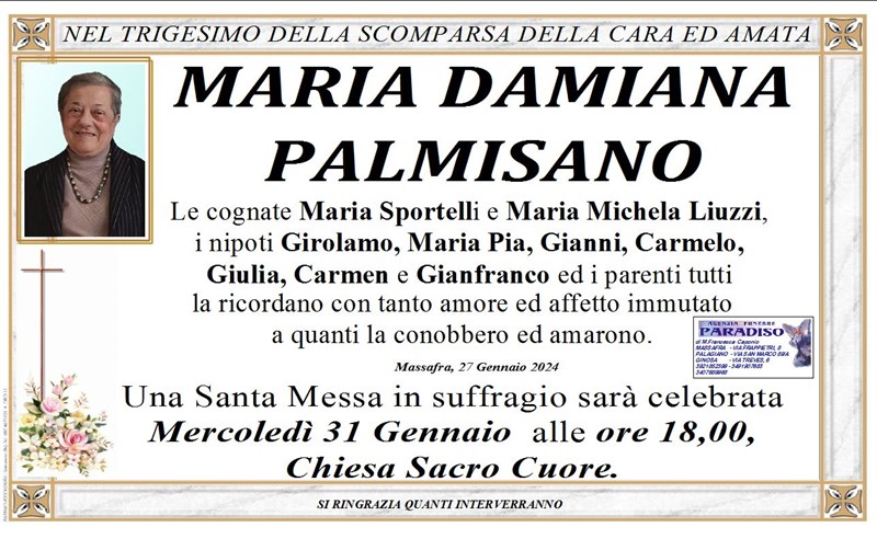 Trigesimo di Maria  Damiana  Palmisano