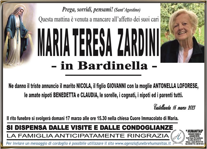 Trigesimo di Maria Teresa Zardini