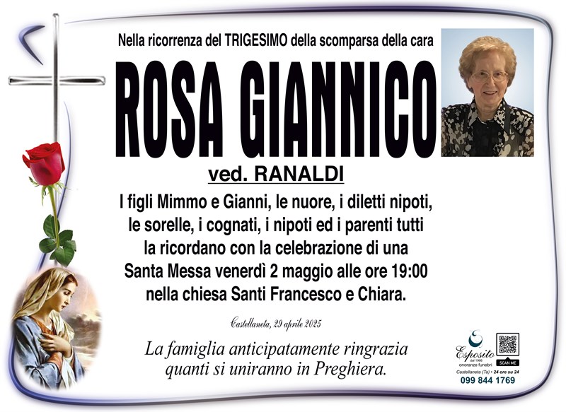 Trigesimo di Rosa Giannico