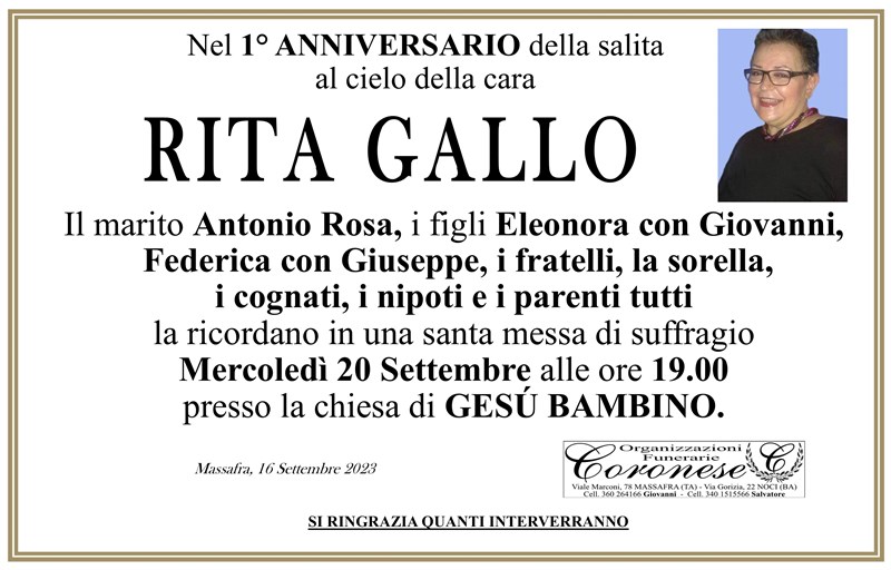 Anniversario di Rita Gallo