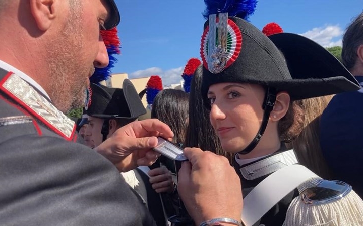 Elenoire Tarquinio per il giuramento del 142° corso allievi Carabinieri di Reggio di Calabria 