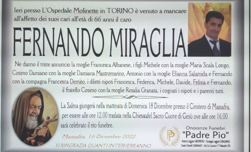 Anniversario di Fernando Miraglia