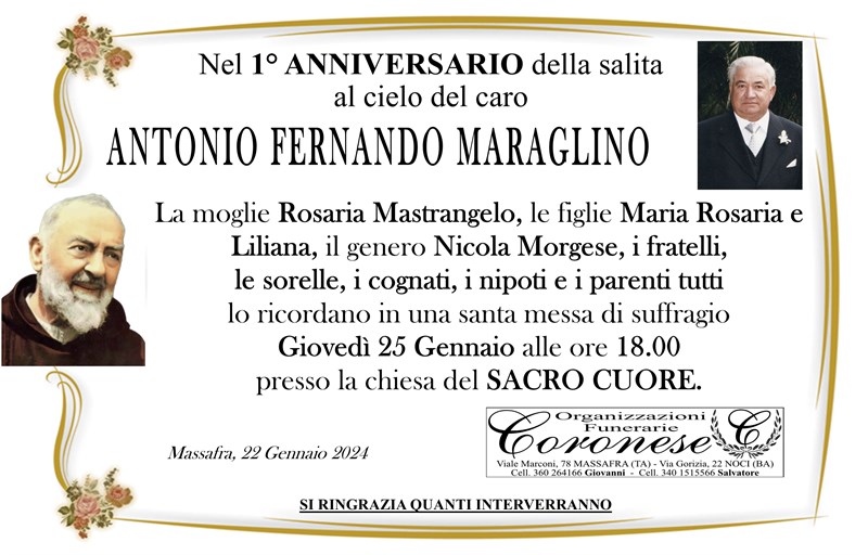 Anniversario di Antonio Fernando Maraglino