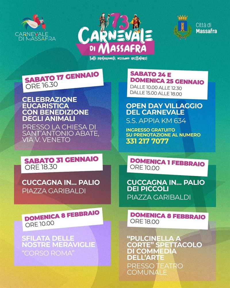 Carnevale di Massafra, ecco il programma della 73ª edizione