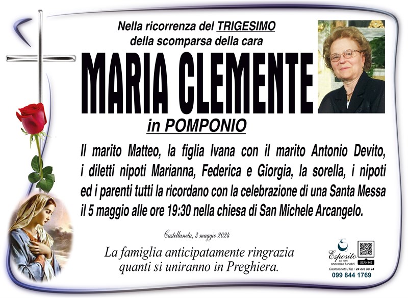 Trigesimo di Maria Clemente