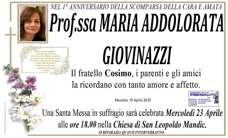 Prof.ssa Maria Addolorata Giovinazzi