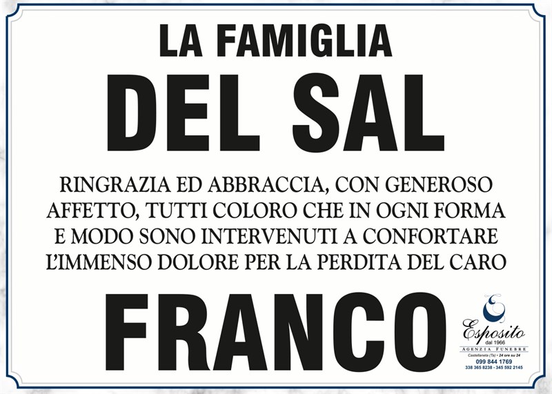 Ringraziamento di Franco Del Sal