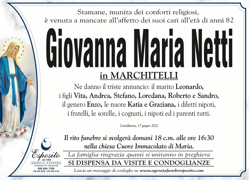 Trigesimo di Giovanna Maria Netti