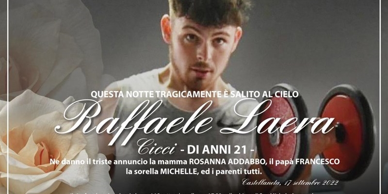 Oggi pomeriggio l’ultimo saluto a Raffaele Laera