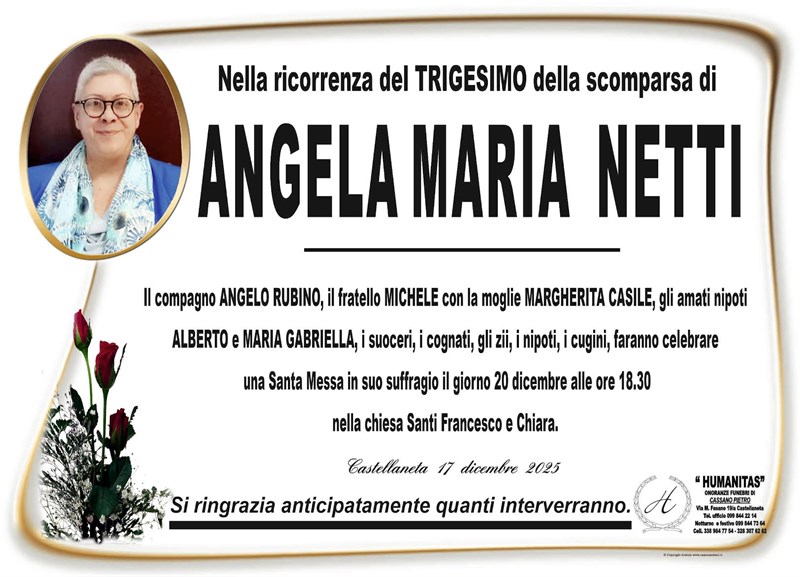 Trigesimo di Angela Maria Netti