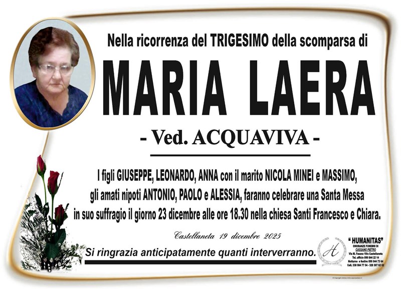 Trigesimo di Maria Laera