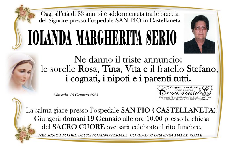 Anniversario di Iolanda Margherita Serio