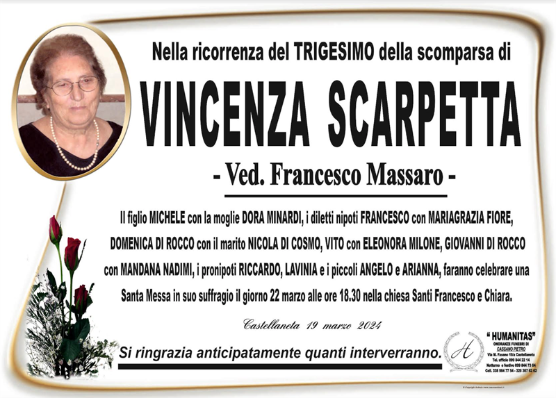 Trigesimo di Vincenza Scarpetta