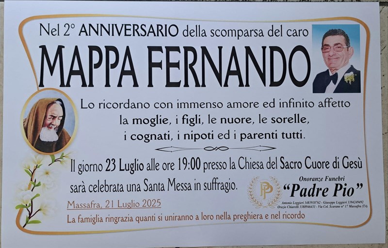 Anniversario di Fernando Antonio Mappa