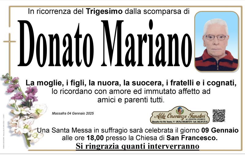 Trigesimo di Donato Mariano
