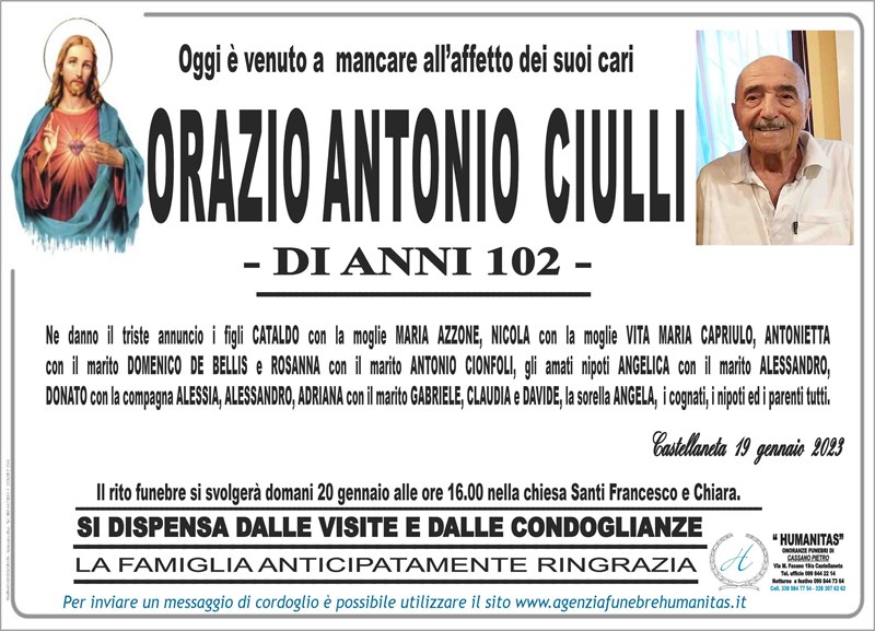Trigesimo di Orazio Antonio Ciulli