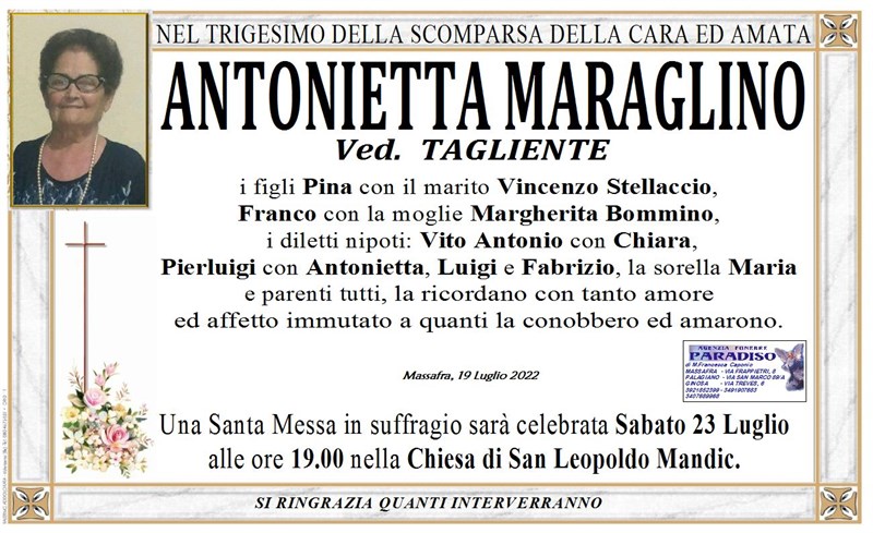 Trigesimo di Antonietta Maraglino