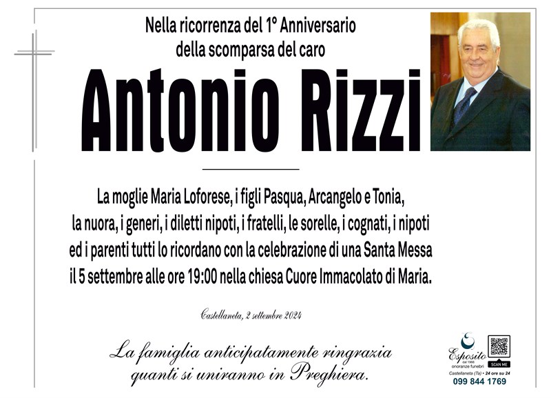 Anniversario di Antonio Rizzi