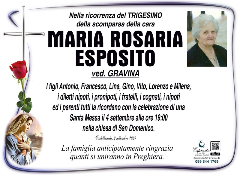 Trigesimo di Maria Rosaria Esposito