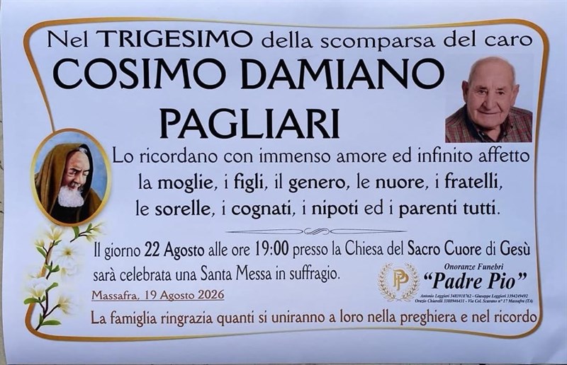 Trigesimo di Cosimo Damiano Pagliari