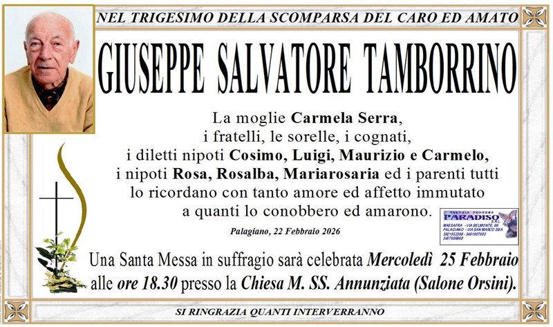 Trigesimo di Giuseppe Salvatore  Tamborrino