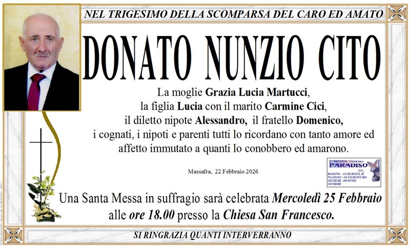 Trigesimo di Donato Nunzio  Cito