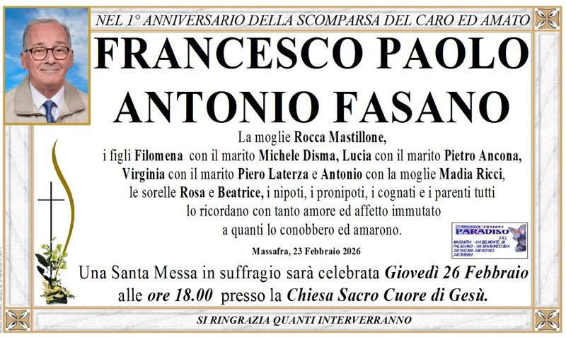 Anniversario di Francesco Paolo Antonio Fasano